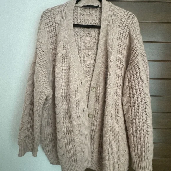 Jenni Kayne Cream Cable Knit Sweater XL